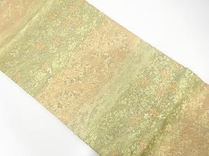 アンティーク　変わり横段に花模様織出し袋帯（材料）